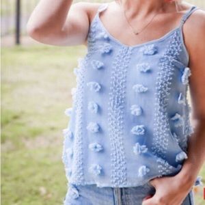 NWOT light blue Pom Pom Top